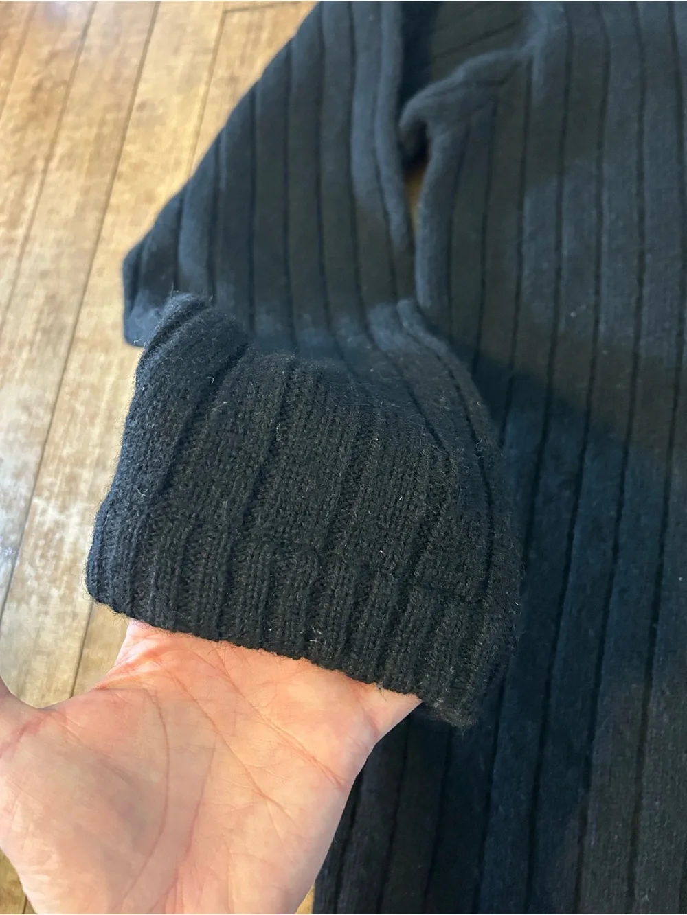Vintage The North Face 100% Wool Ribbed Knit Sweater Men’s Size XL Black